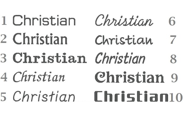 Schriftart für Golfhandtuch